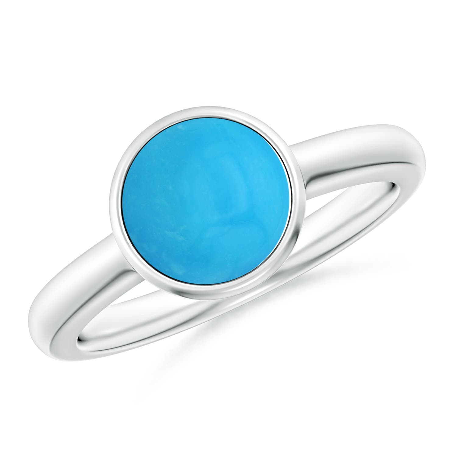 Bezel-Set Round Turquoise Solitaire Engagement Ring