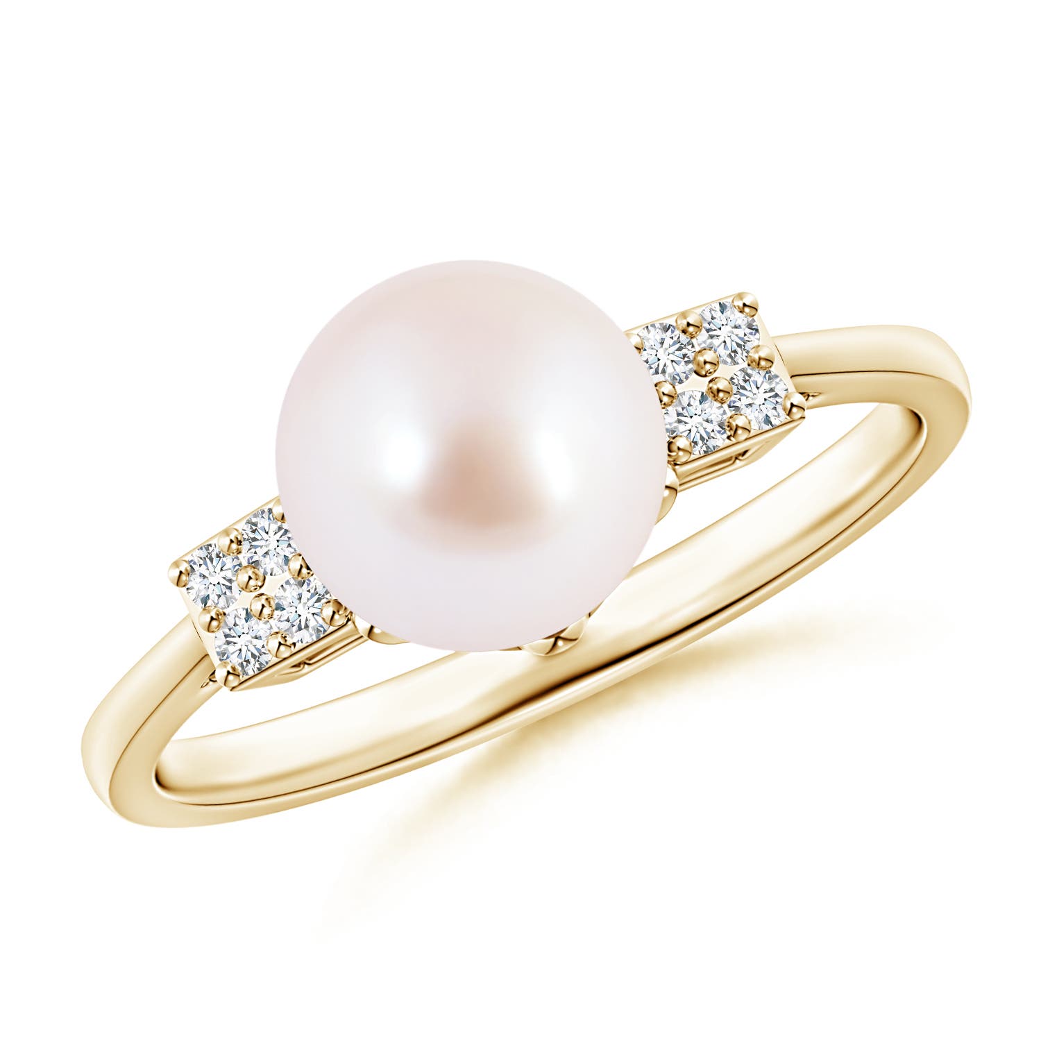 Japanese Akoya Pearl Ring with Cluster Diamonds Angara