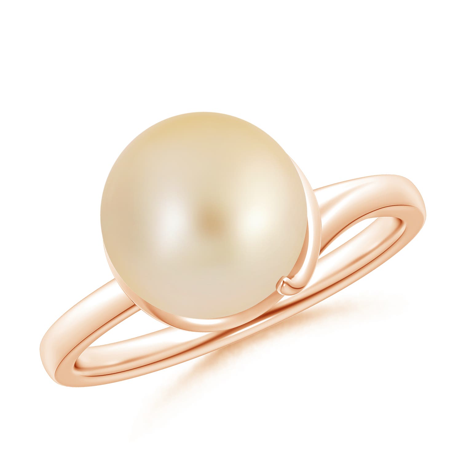 Golden South Sea Cultured Pearl Ring with Spiral Metal Loop