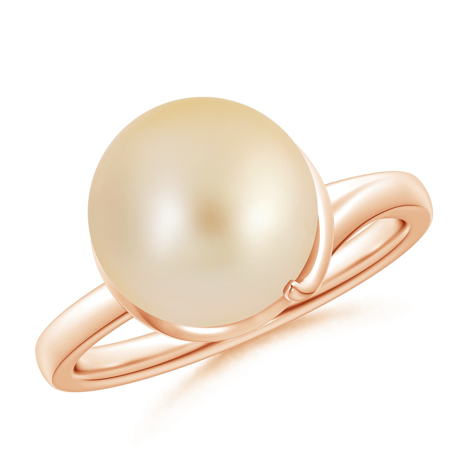 Golden South Sea Cultured Pearl Ring with Spiral Metal Loop