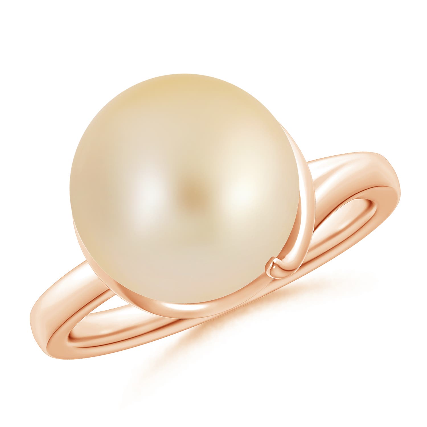 Golden South Sea Cultured Pearl Ring with Spiral Metal Loop