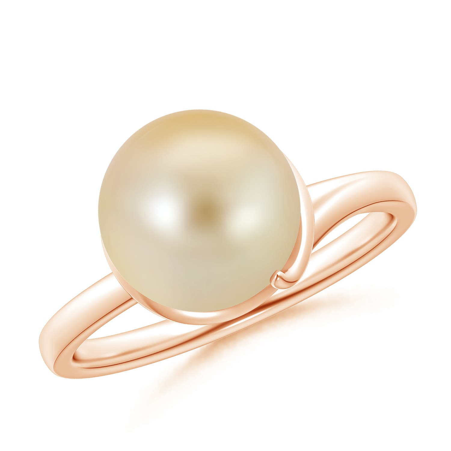 Golden South Sea Cultured Pearl Ring with Spiral Metal Loop