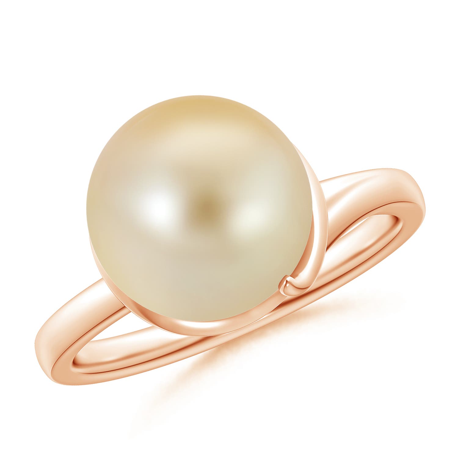 Golden South Sea Cultured Pearl Ring with Spiral Metal Loop