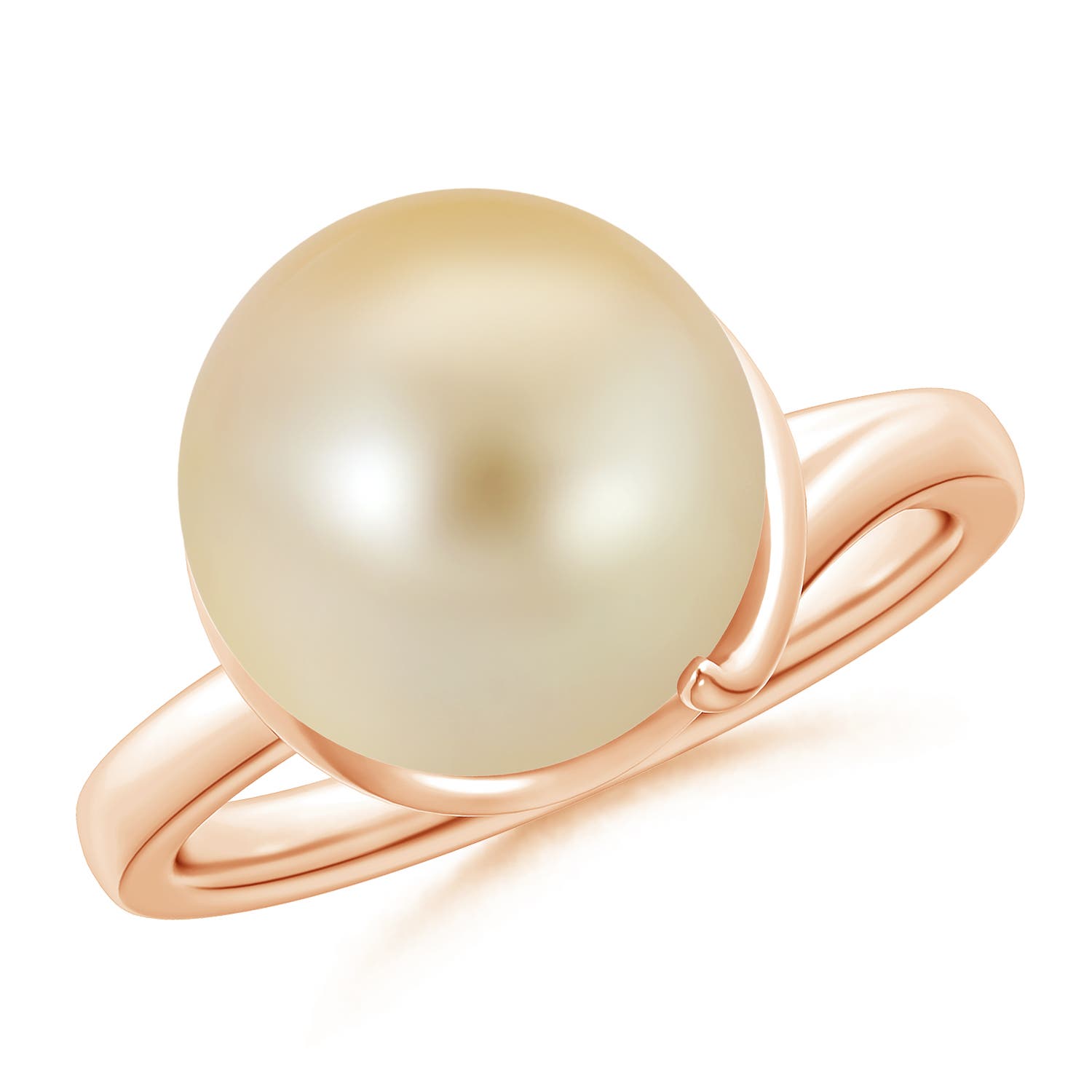 Golden South Sea Cultured Pearl Ring with Spiral Metal Loop