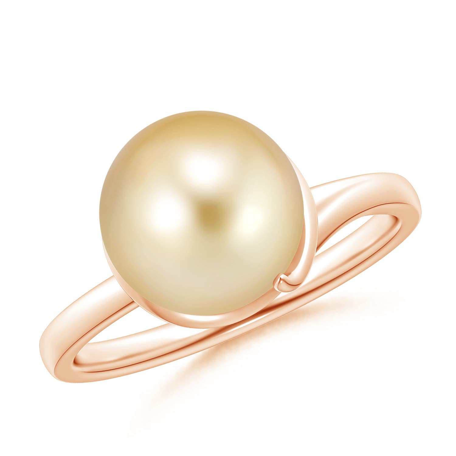 Golden South Sea Cultured Pearl Ring with Spiral Metal Loop
