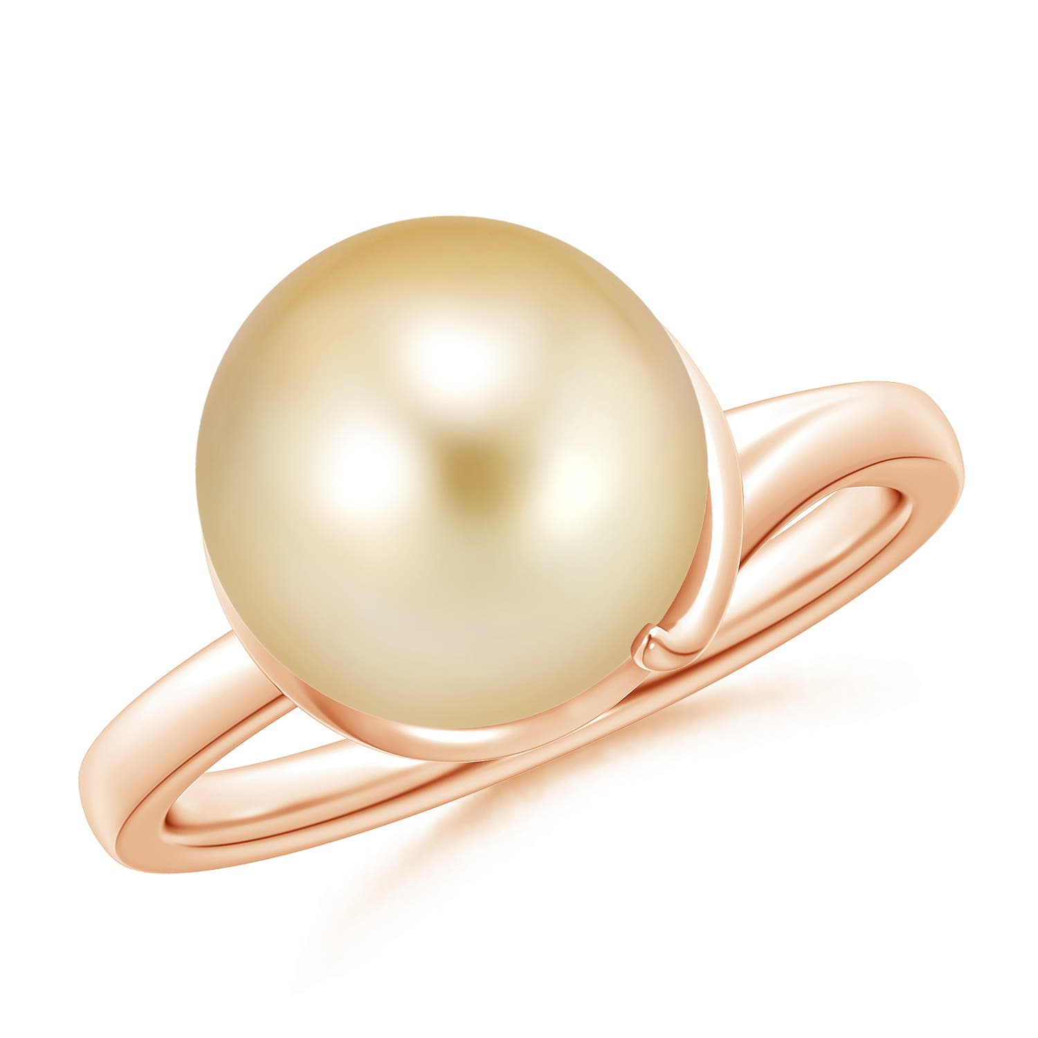 Golden South Sea Cultured Pearl Ring with Spiral Metal Loop