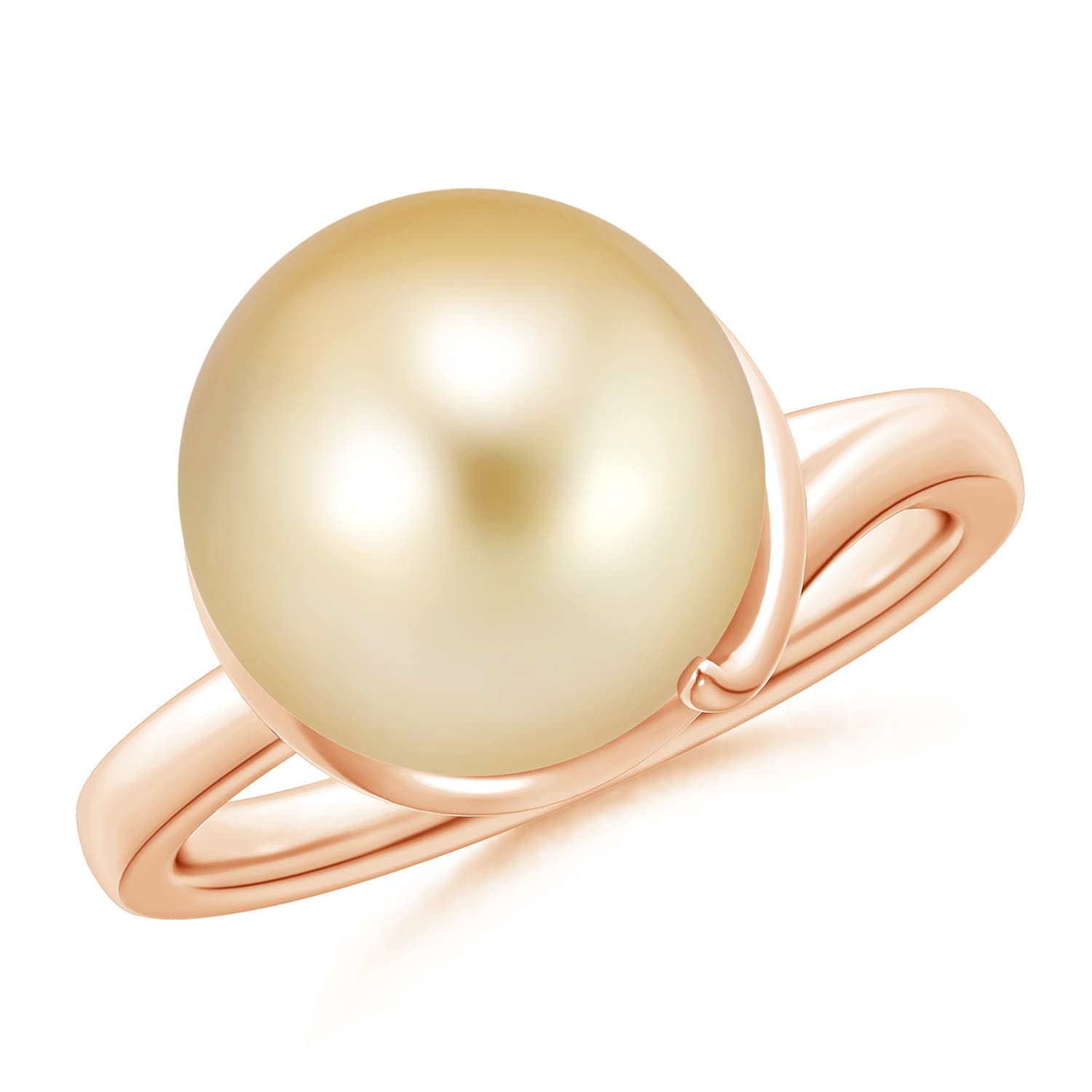 Golden South Sea Cultured Pearl Ring with Spiral Metal Loop