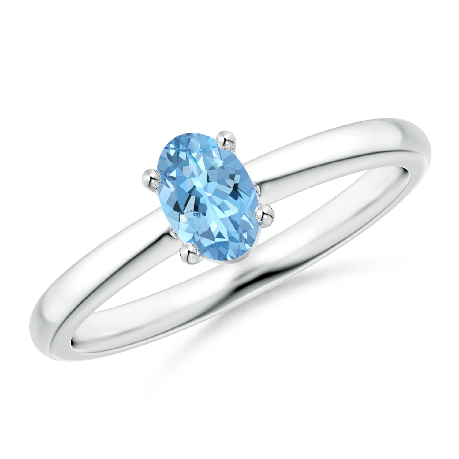 Classic Solitaire Oval Aquamarine Promise Ring Angara