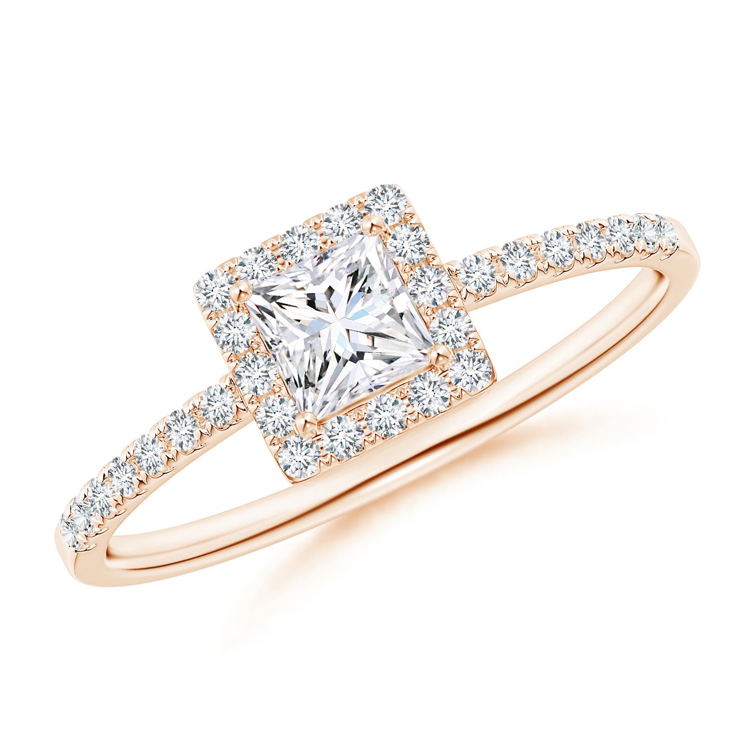 Classic Princess-Cut Diamond Halo Engagement Ring