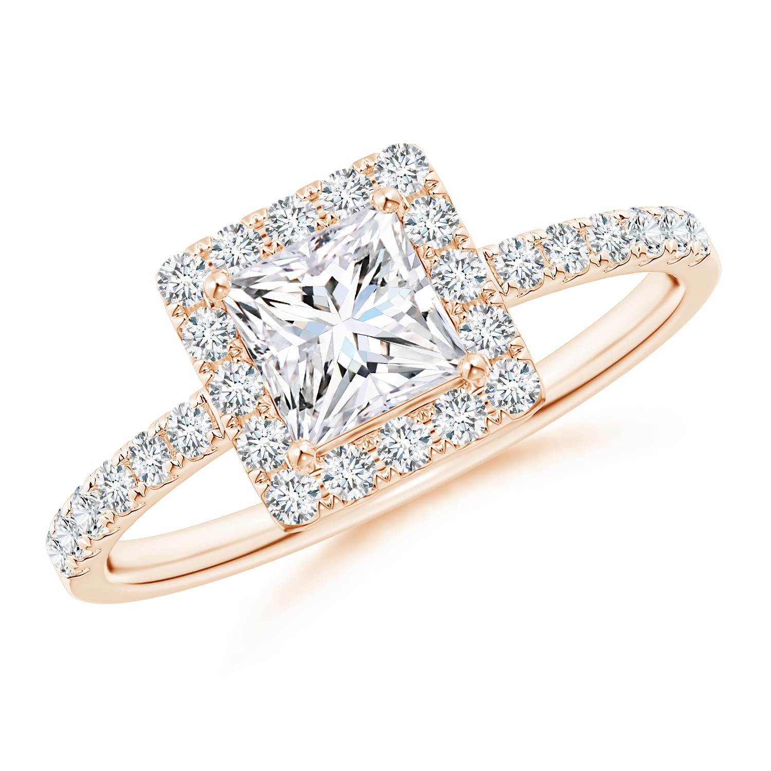 Classic Princess-Cut Diamond Halo Engagement Ring