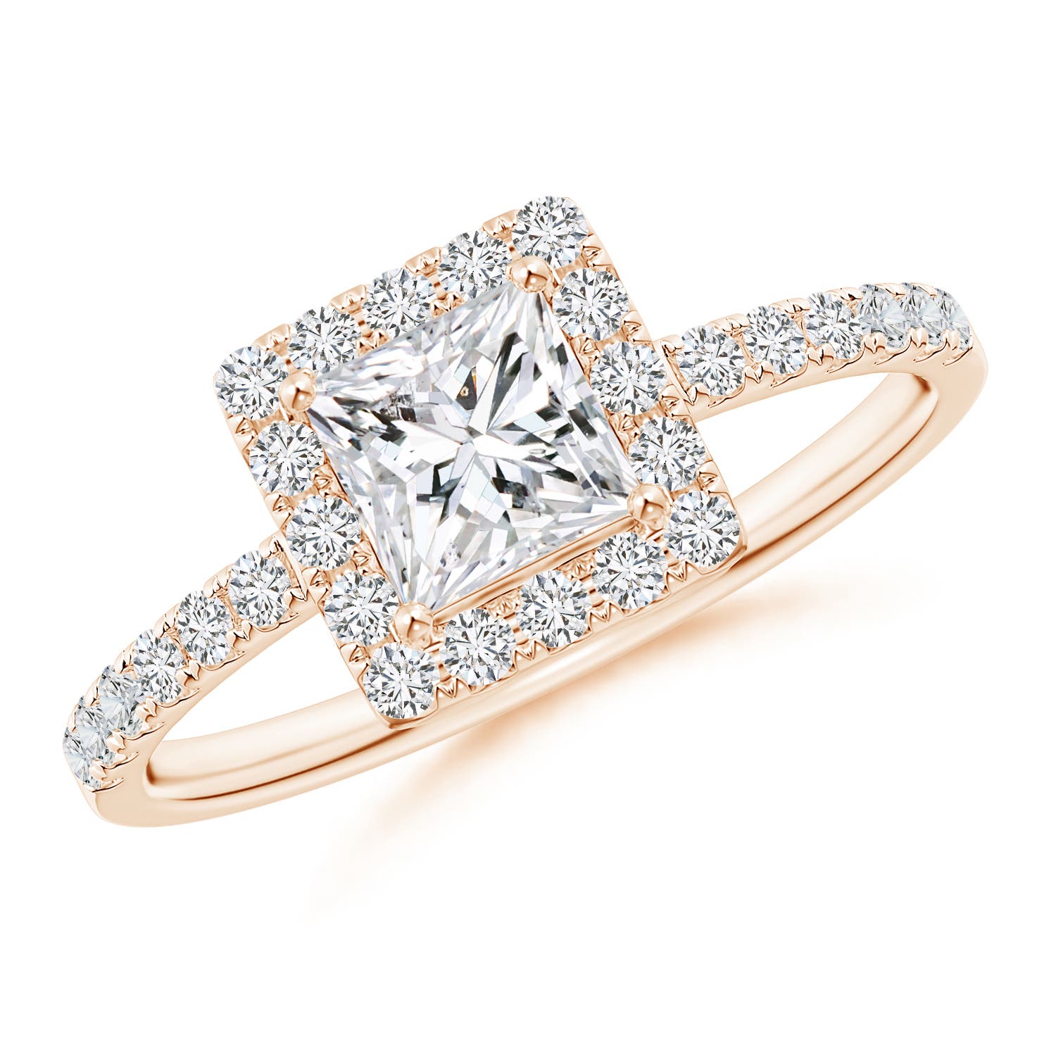 Classic Princess-Cut Diamond Halo Engagement Ring