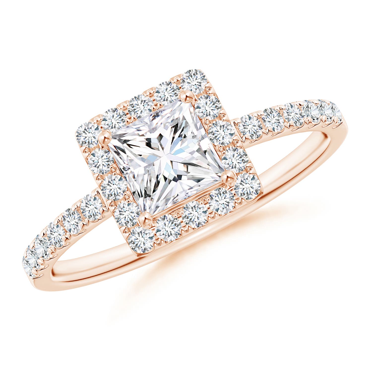 Classic Princess-Cut Diamond Halo Engagement Ring