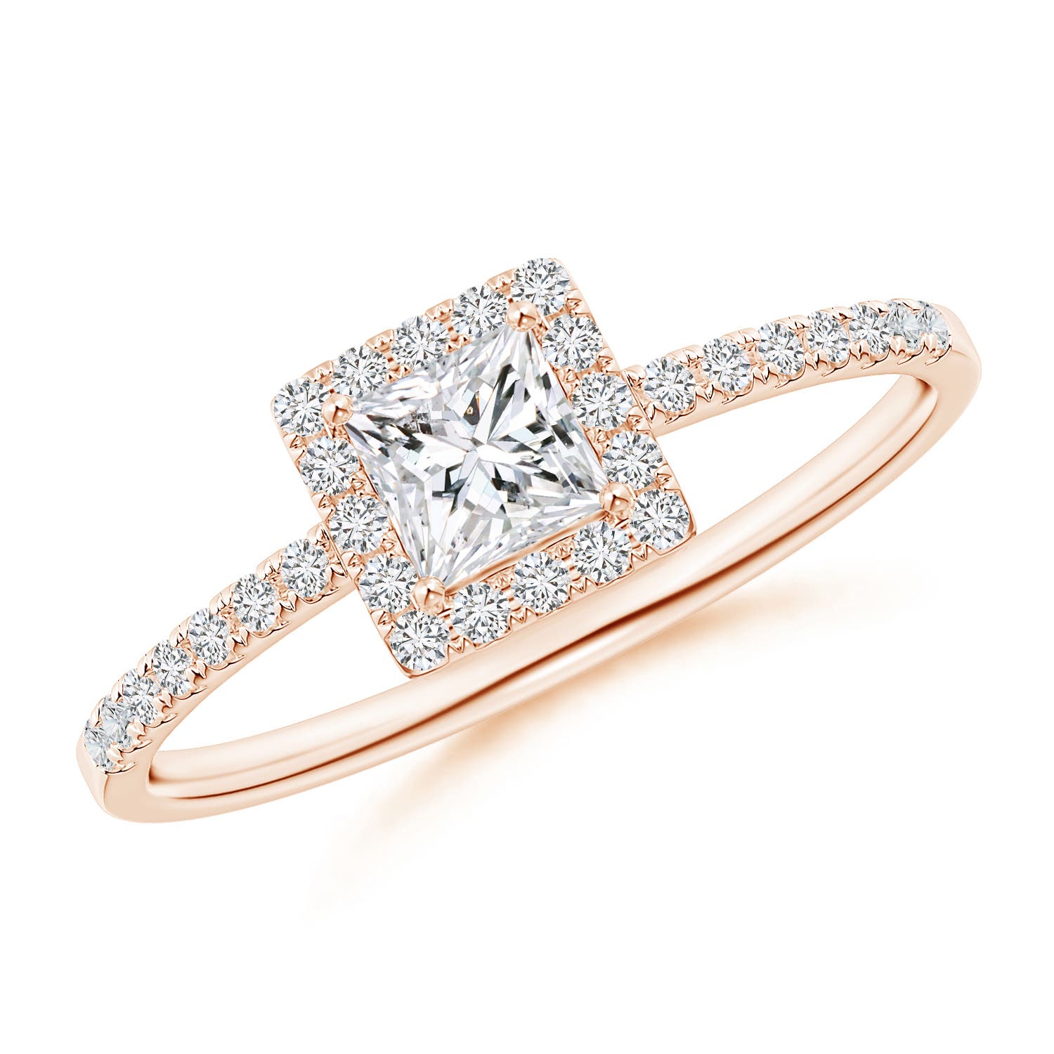Classic Princess-Cut Diamond Halo Engagement Ring