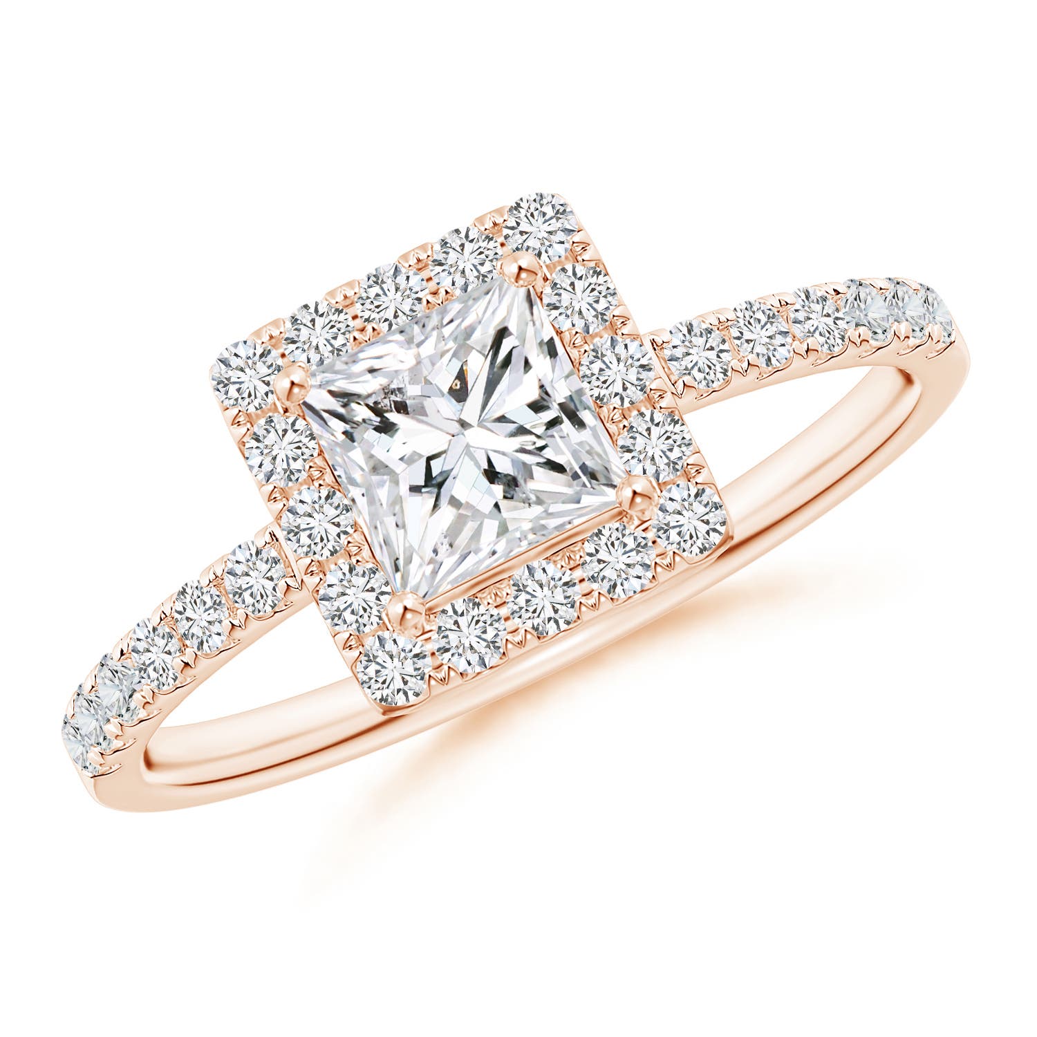 Classic Princess-Cut Diamond Halo Engagement Ring