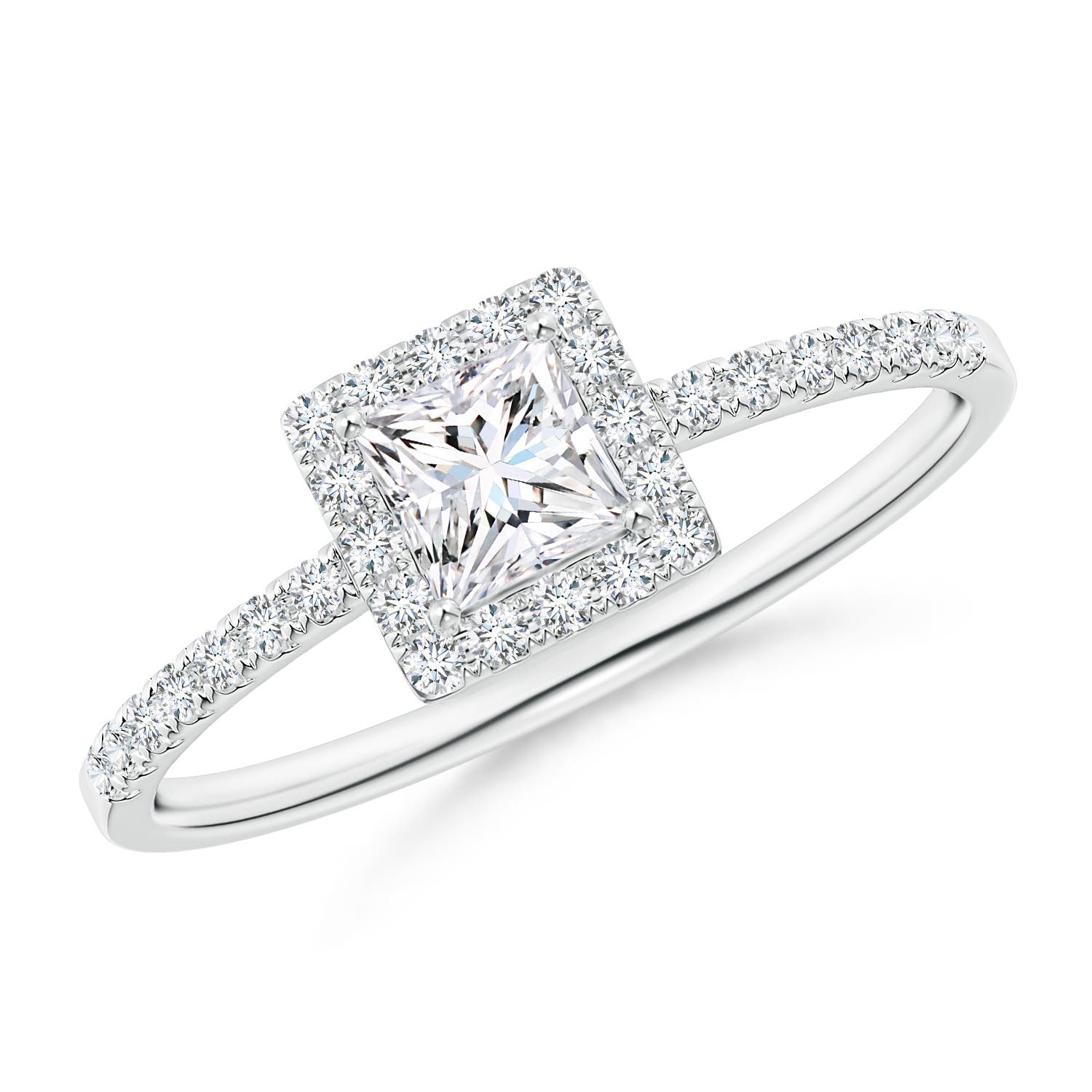 Classic Princess-Cut Diamond Halo Engagement Ring