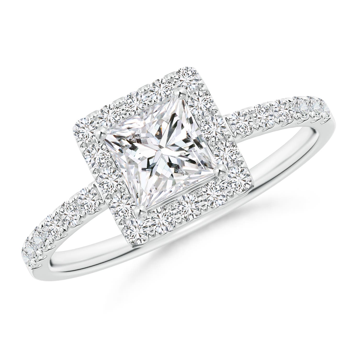 Classic Princess-Cut Diamond Halo Engagement Ring