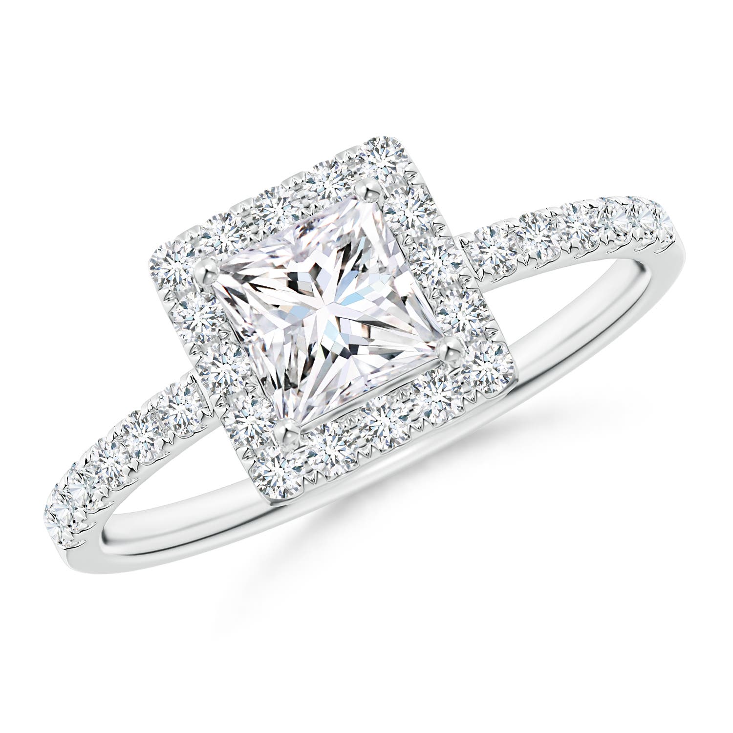 Classic Princess-Cut Diamond Halo Engagement Ring