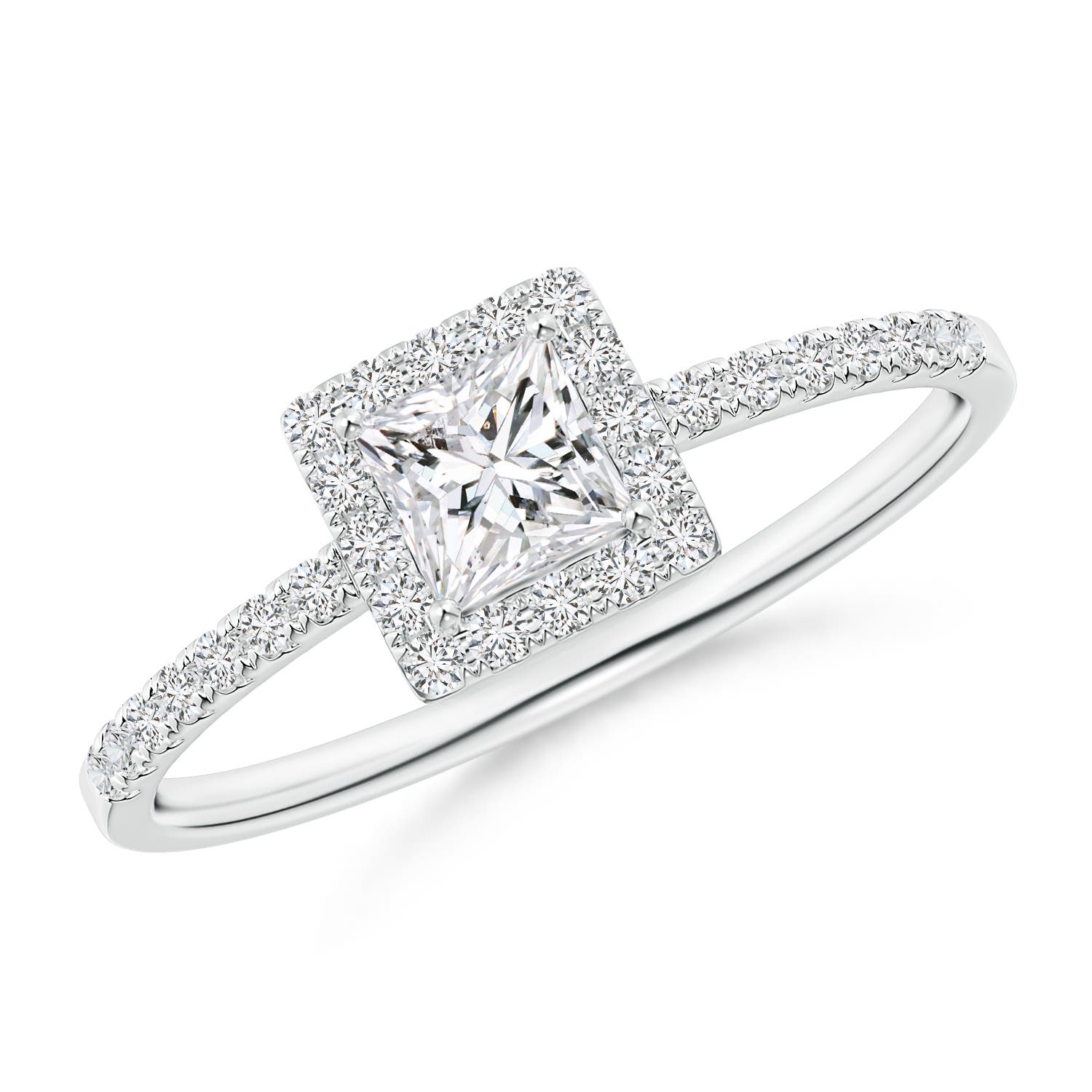 Classic Princess-Cut Diamond Halo Engagement Ring