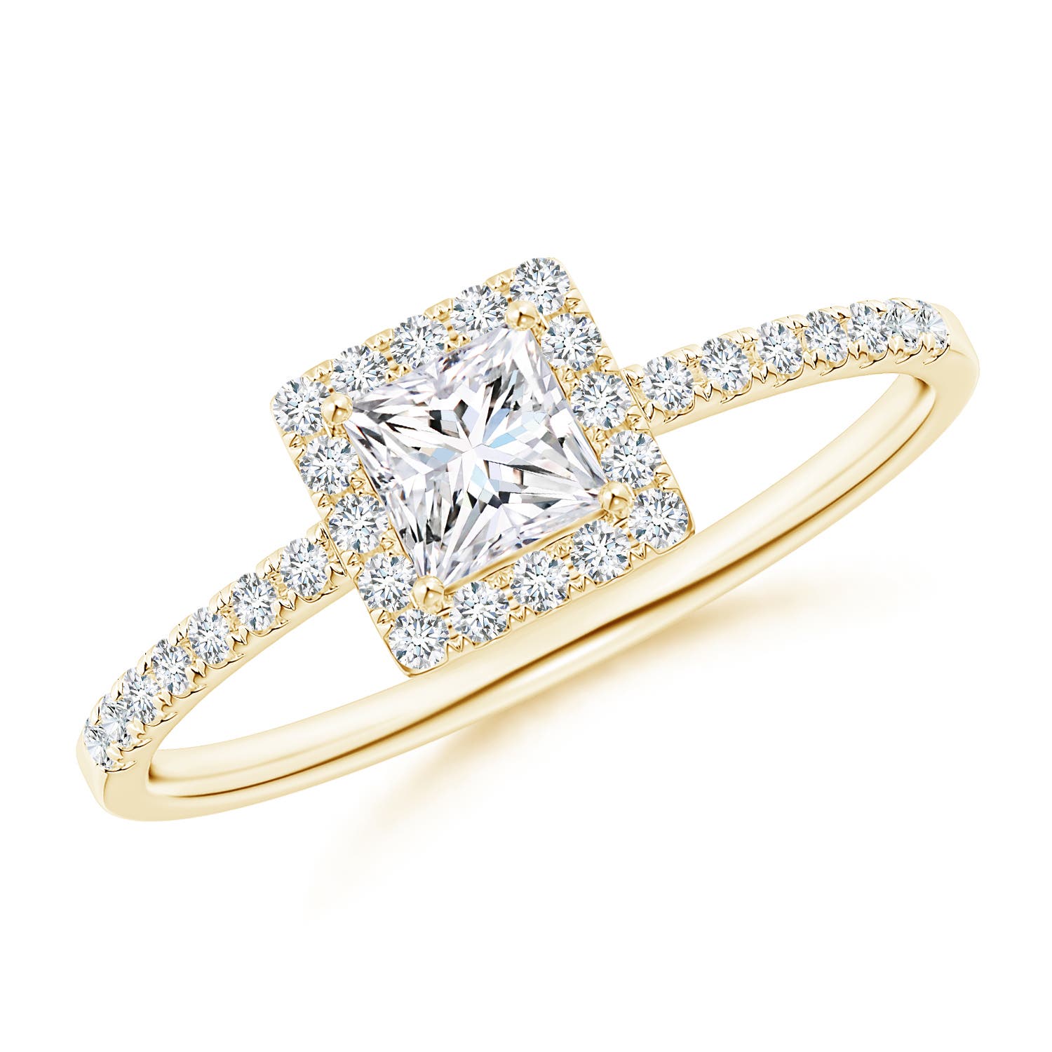 Classic Princess-Cut Diamond Halo Engagement Ring