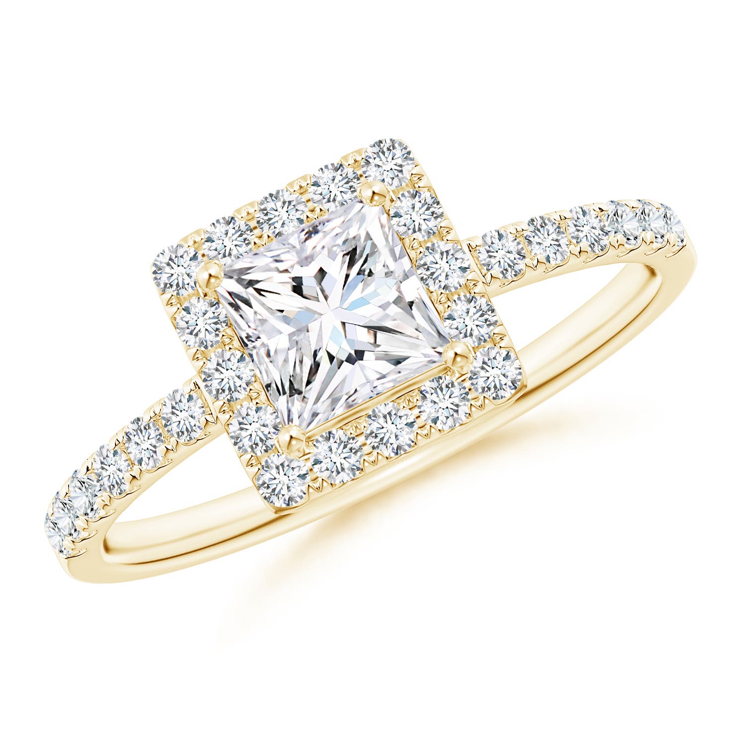 Classic Princess-Cut Diamond Halo Engagement Ring
