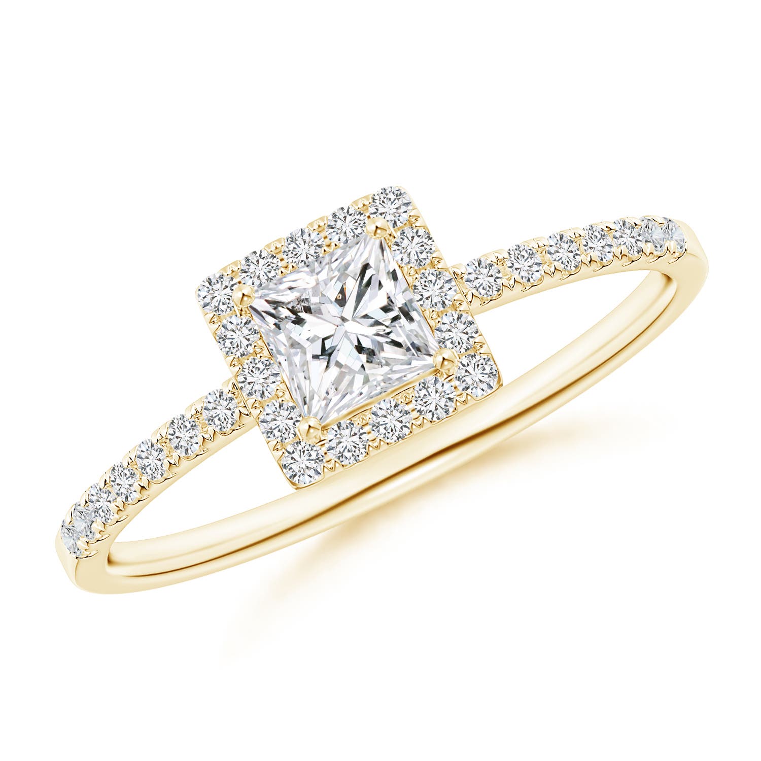 Classic Princess-Cut Diamond Halo Engagement Ring