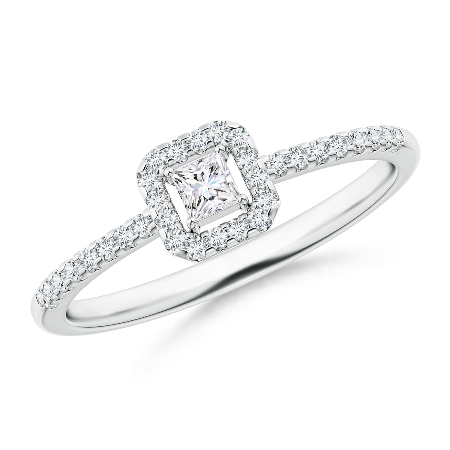 Floating Princess-Cut Diamond Halo Promise Ring