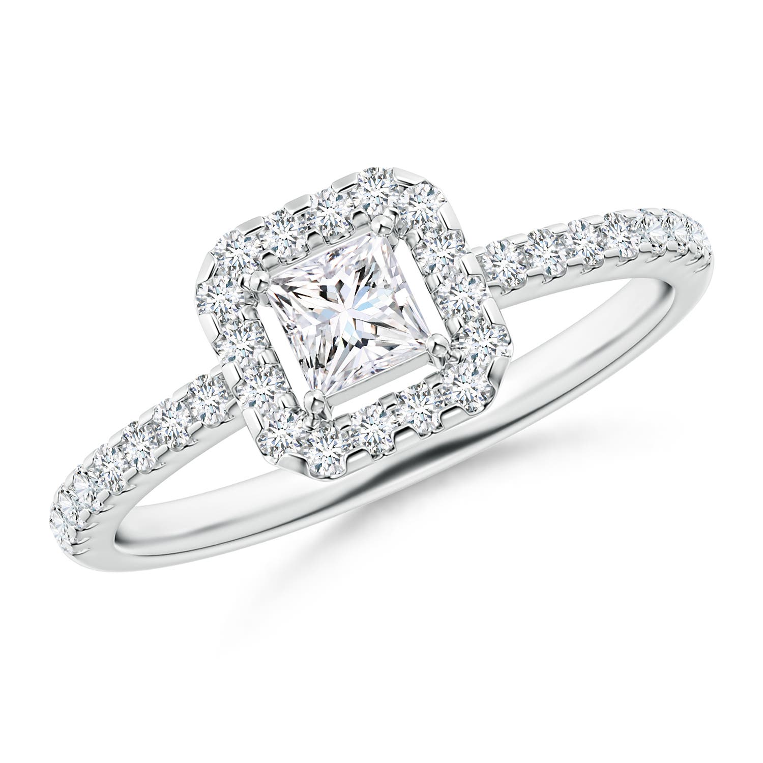 Floating Princess-Cut Diamond Halo Promise Ring