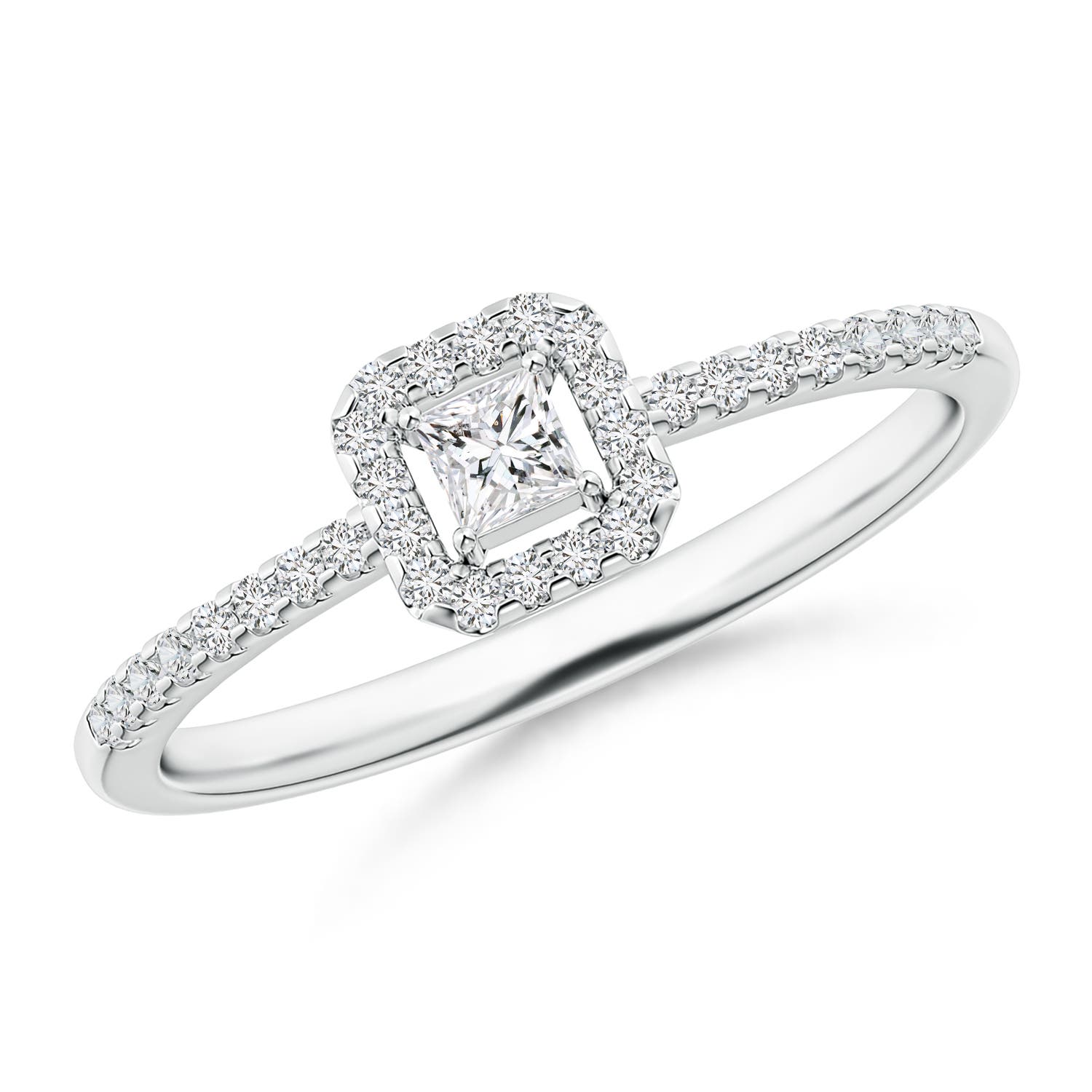 Floating Princess-Cut Diamond Halo Promise Ring