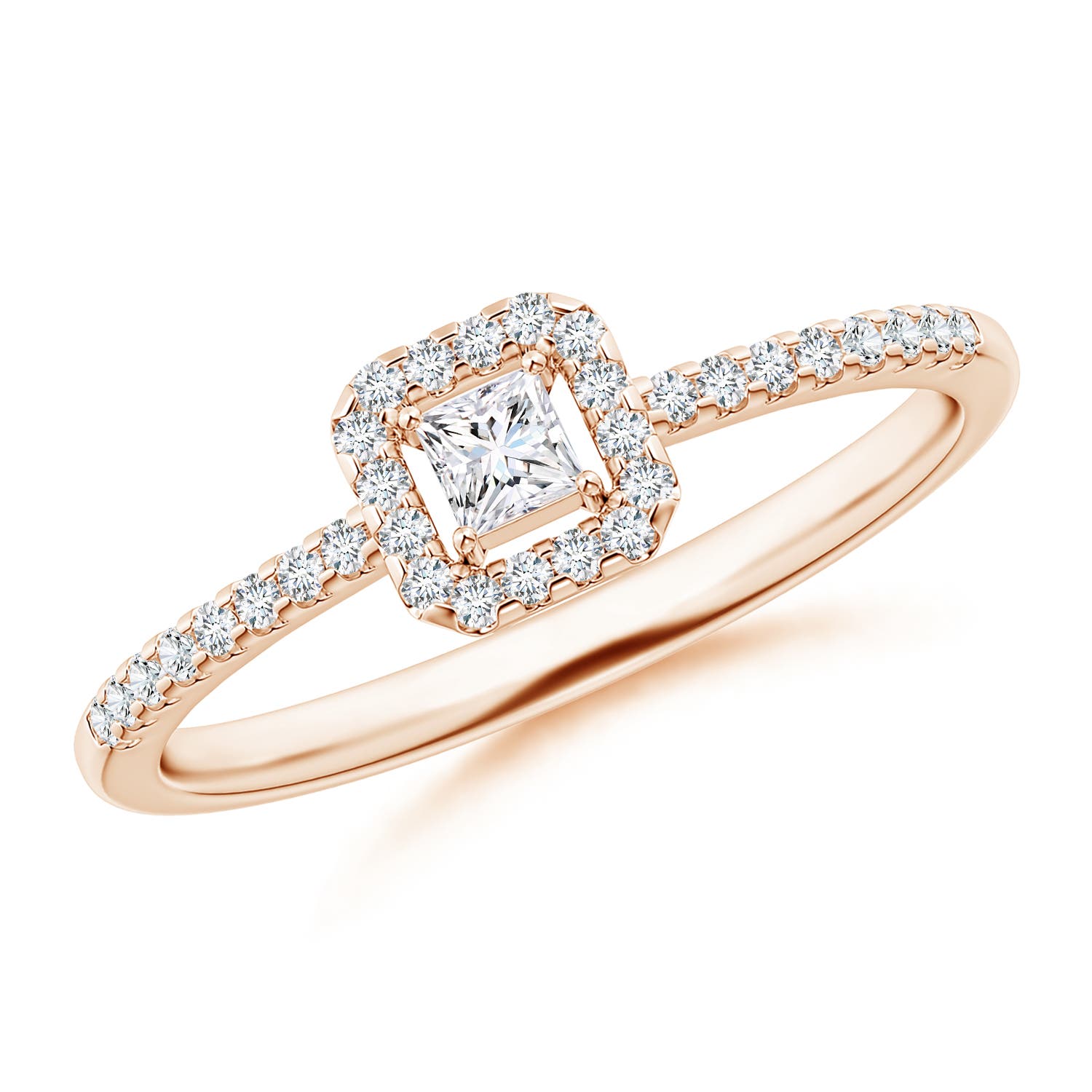 Floating Princess-Cut Diamond Halo Promise Ring