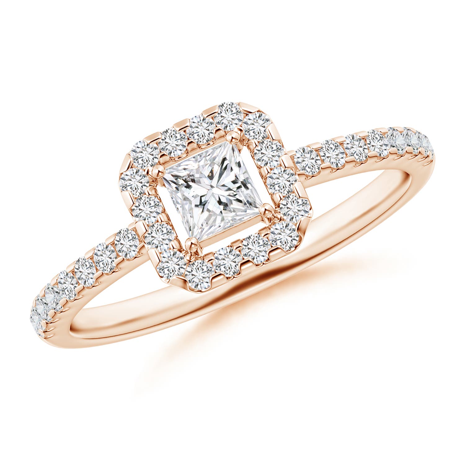 Floating Princess-Cut Diamond Halo Promise Ring