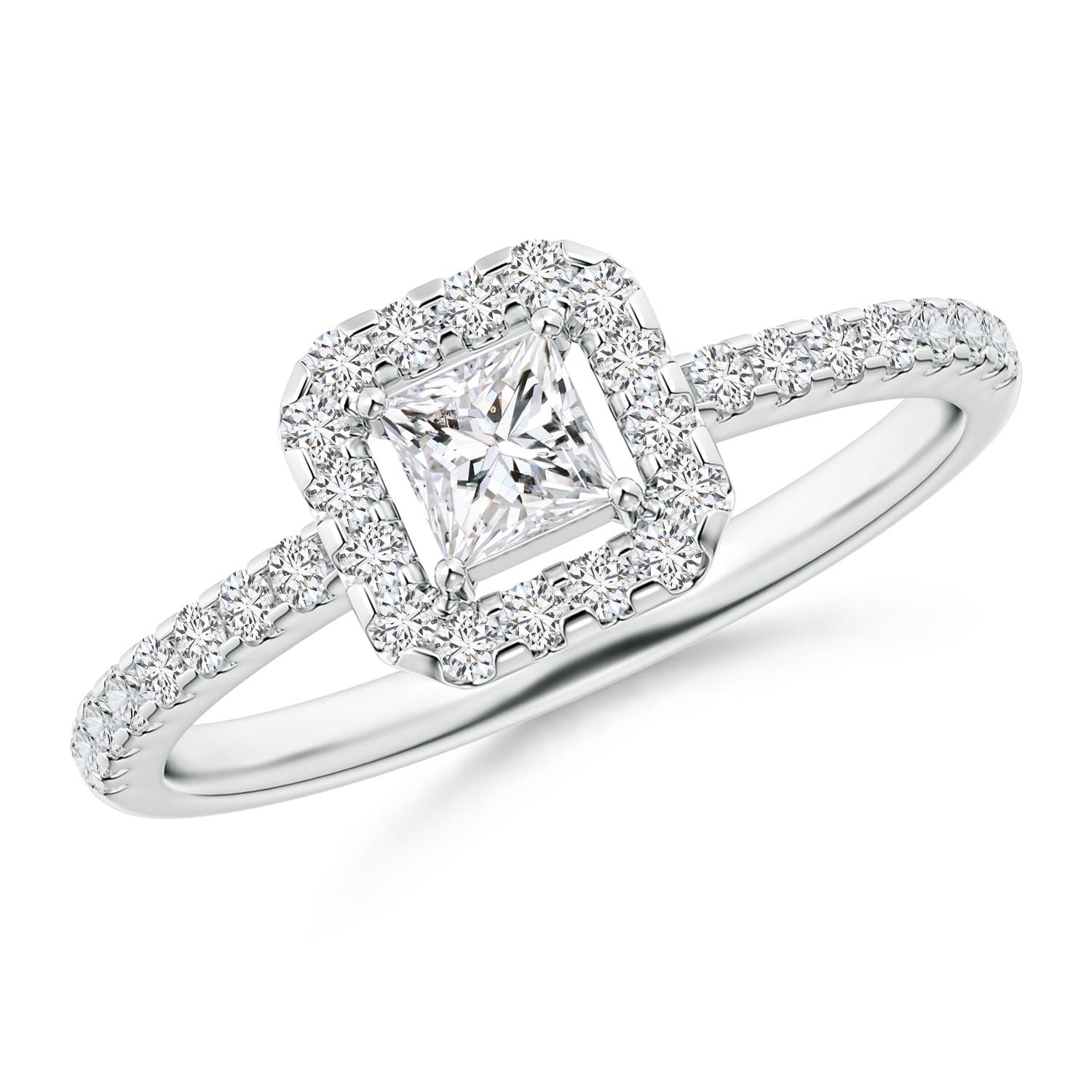 Floating Princess-Cut Diamond Halo Promise Ring