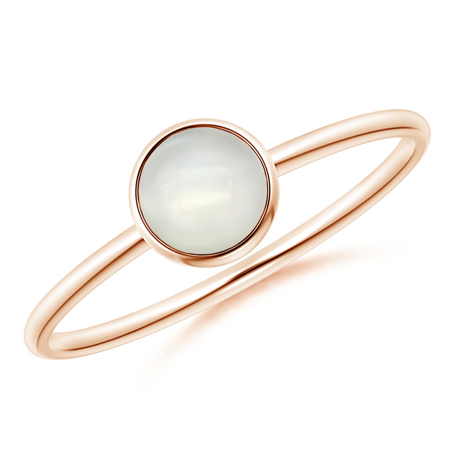 Bezel Set Round Moonstone Stackable Ring