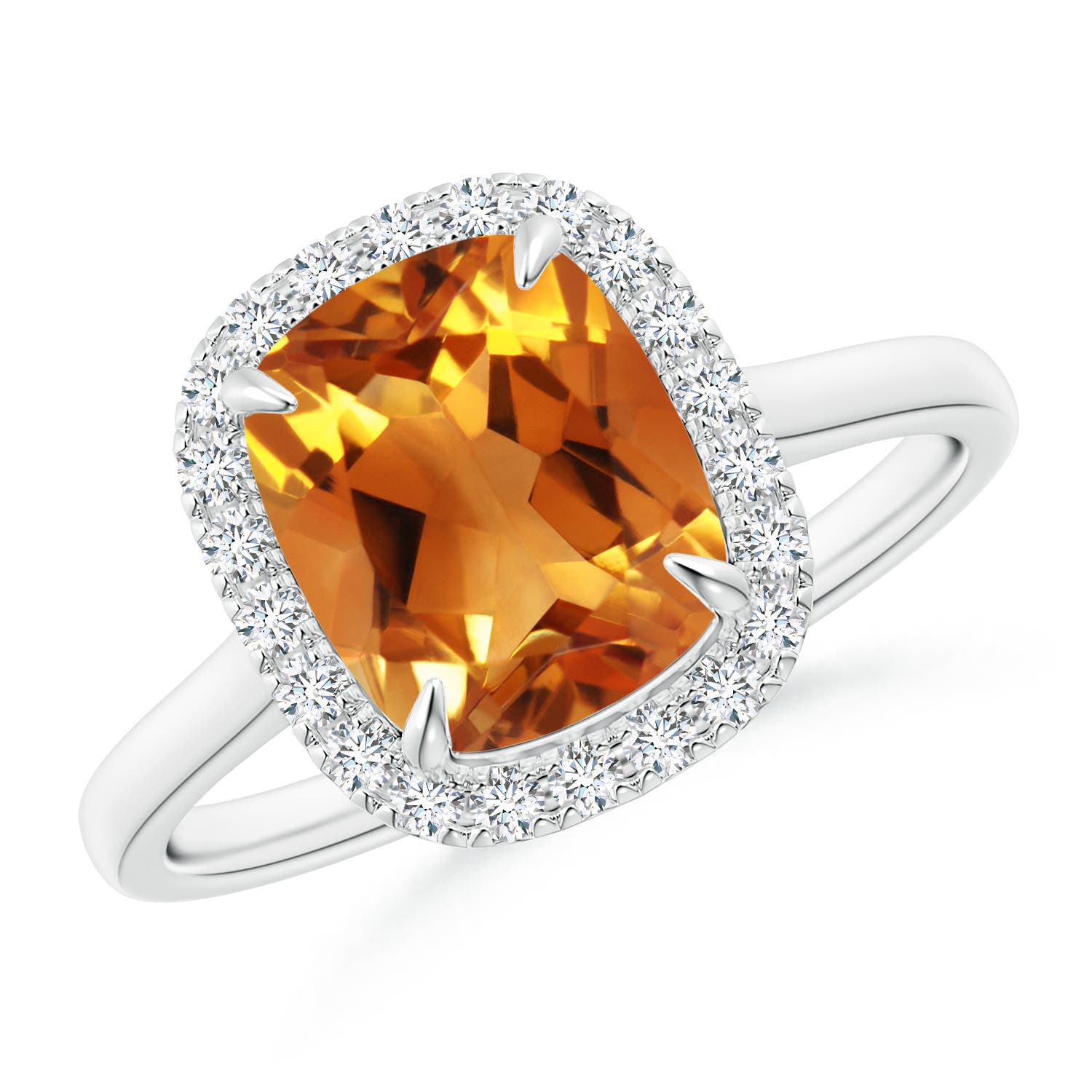 Claw-Set Cushion Citrine Cathedral Style Cocktail Ring