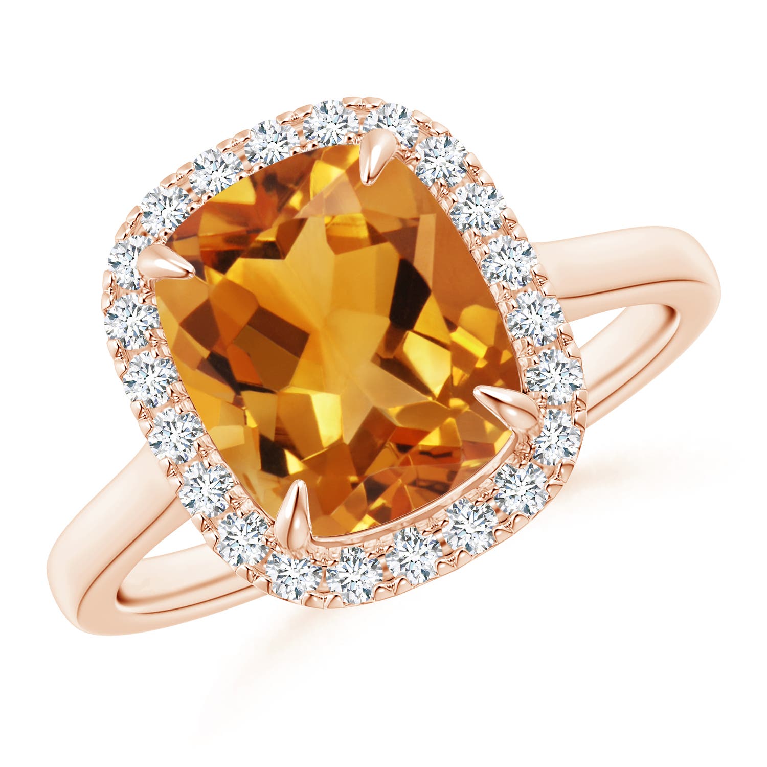 Claw-Set Cushion Citrine Cathedral Style Cocktail Ring