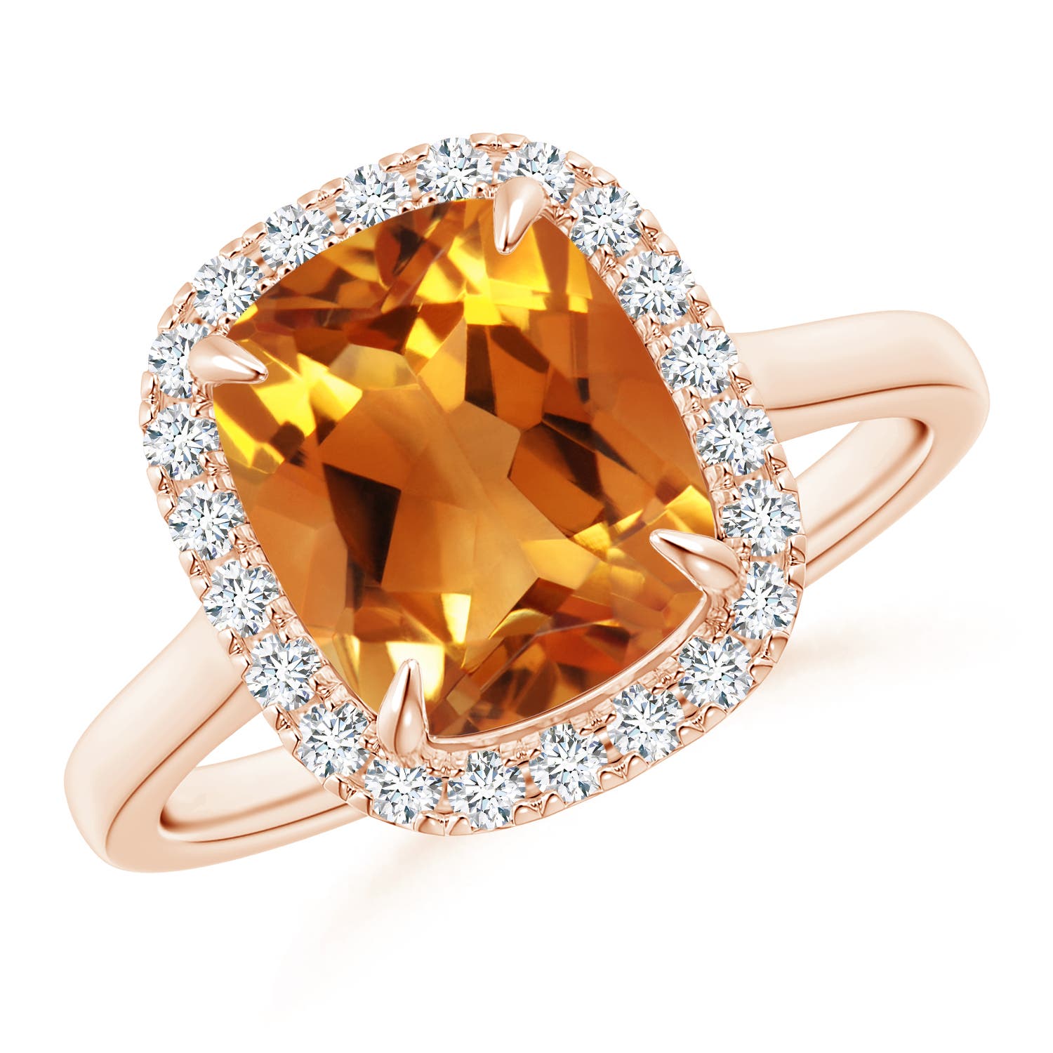 Claw-Set Cushion Citrine Cathedral Style Cocktail Ring