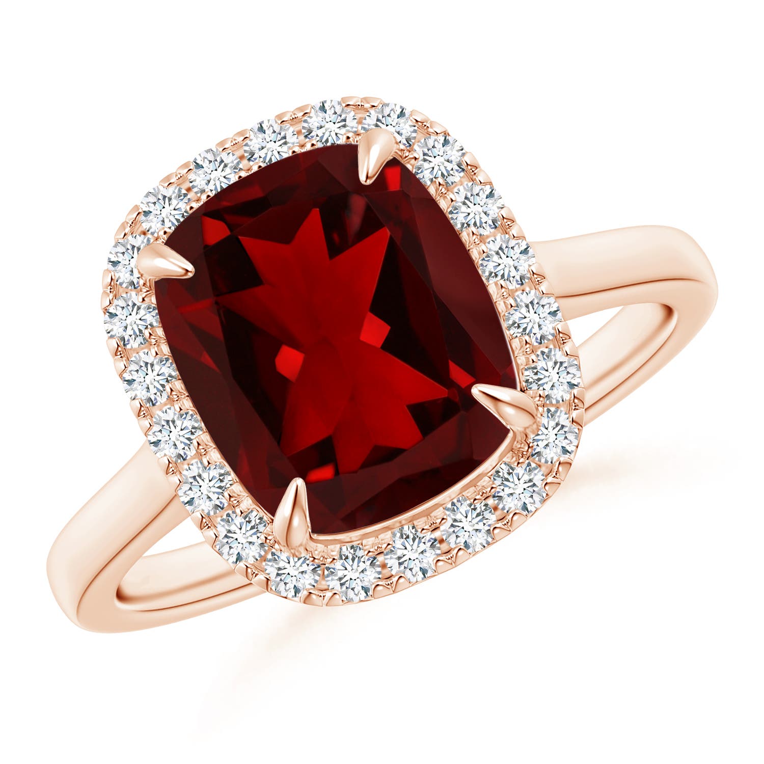 Claw-Set Cushion Garnet Cathedral Style Cocktail Ring