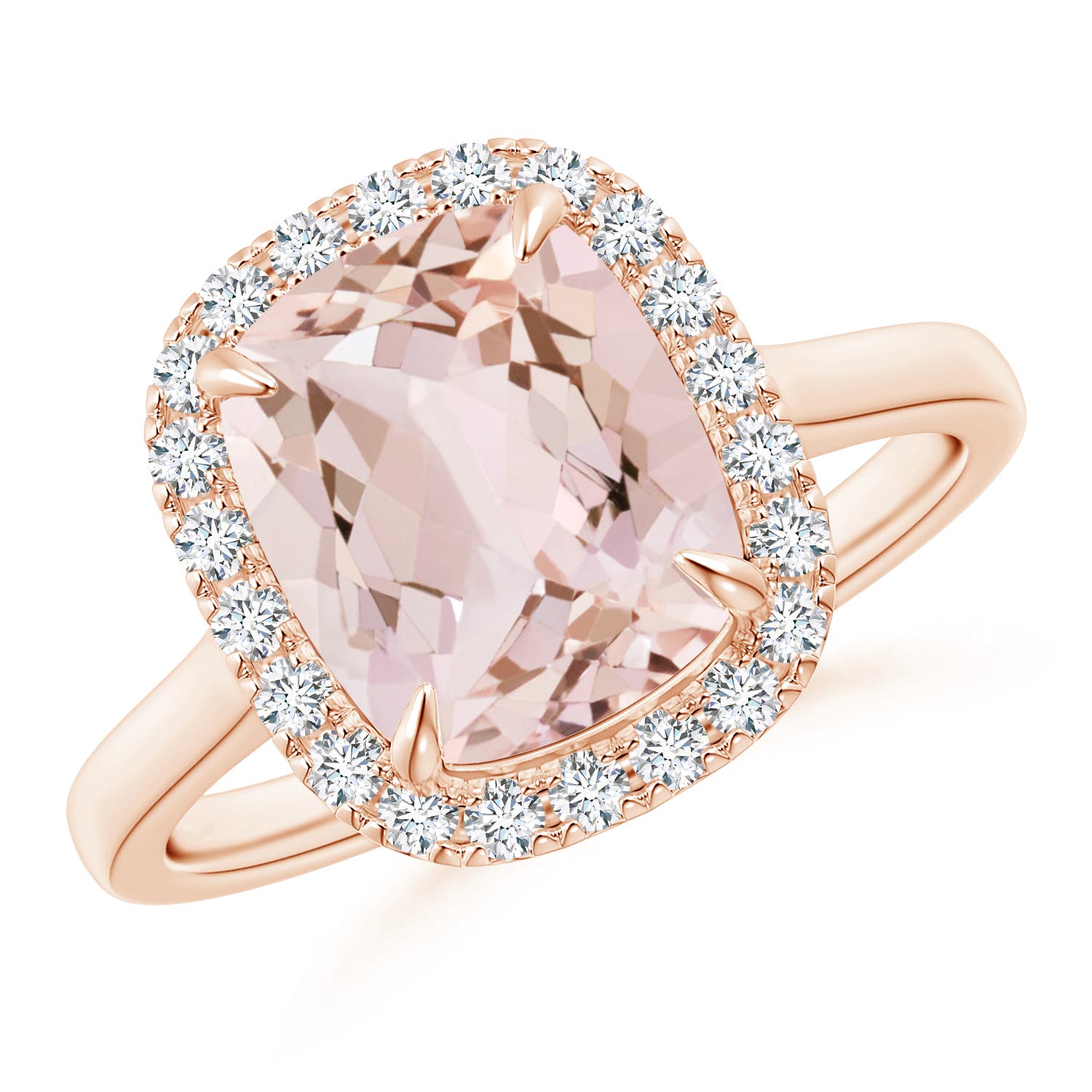 Claw-Set Cushion Morganite Cathedral Style Cocktail Ring