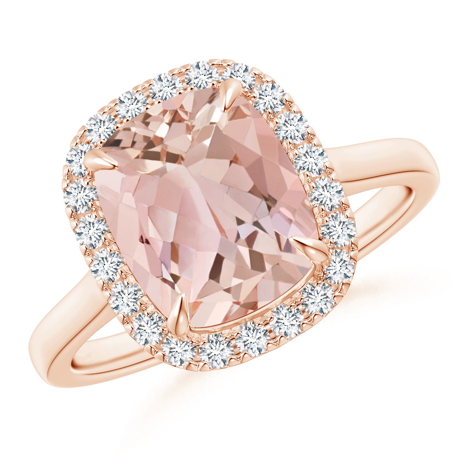 Claw-Set Cushion Morganite Cathedral Style Cocktail Ring