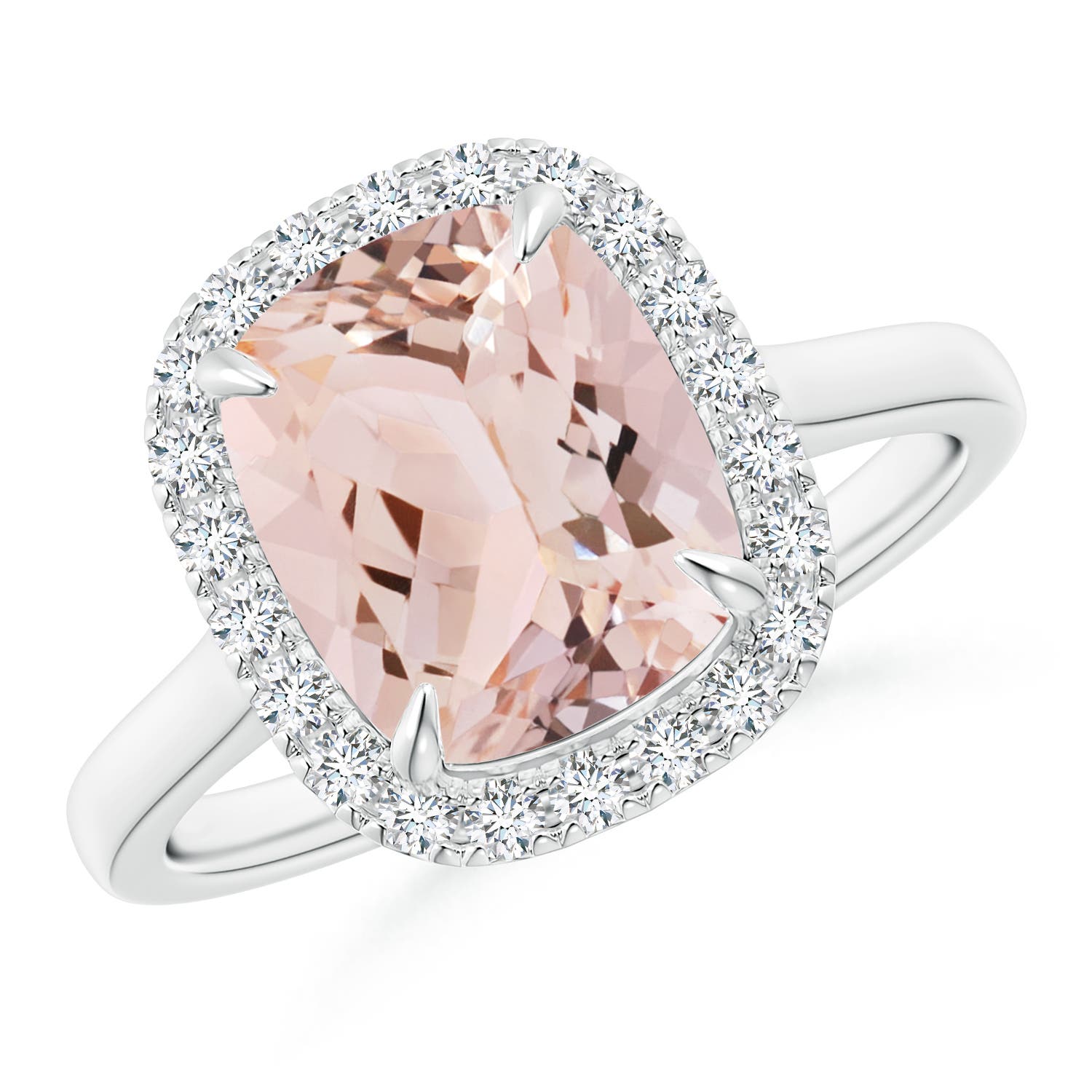 Claw-Set Cushion Morganite Cathedral Style Cocktail Ring