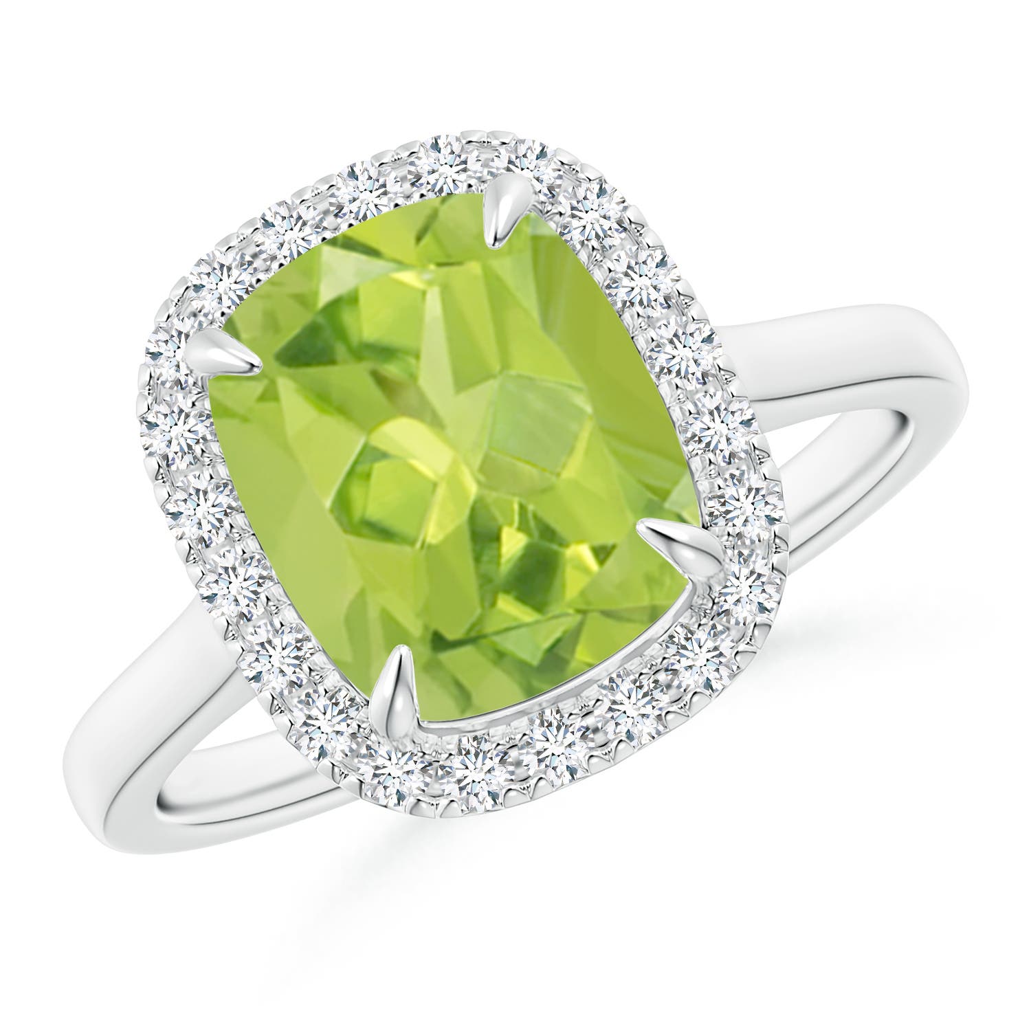 Claw-Set Cushion Peridot Cathedral Style Cocktail Ring