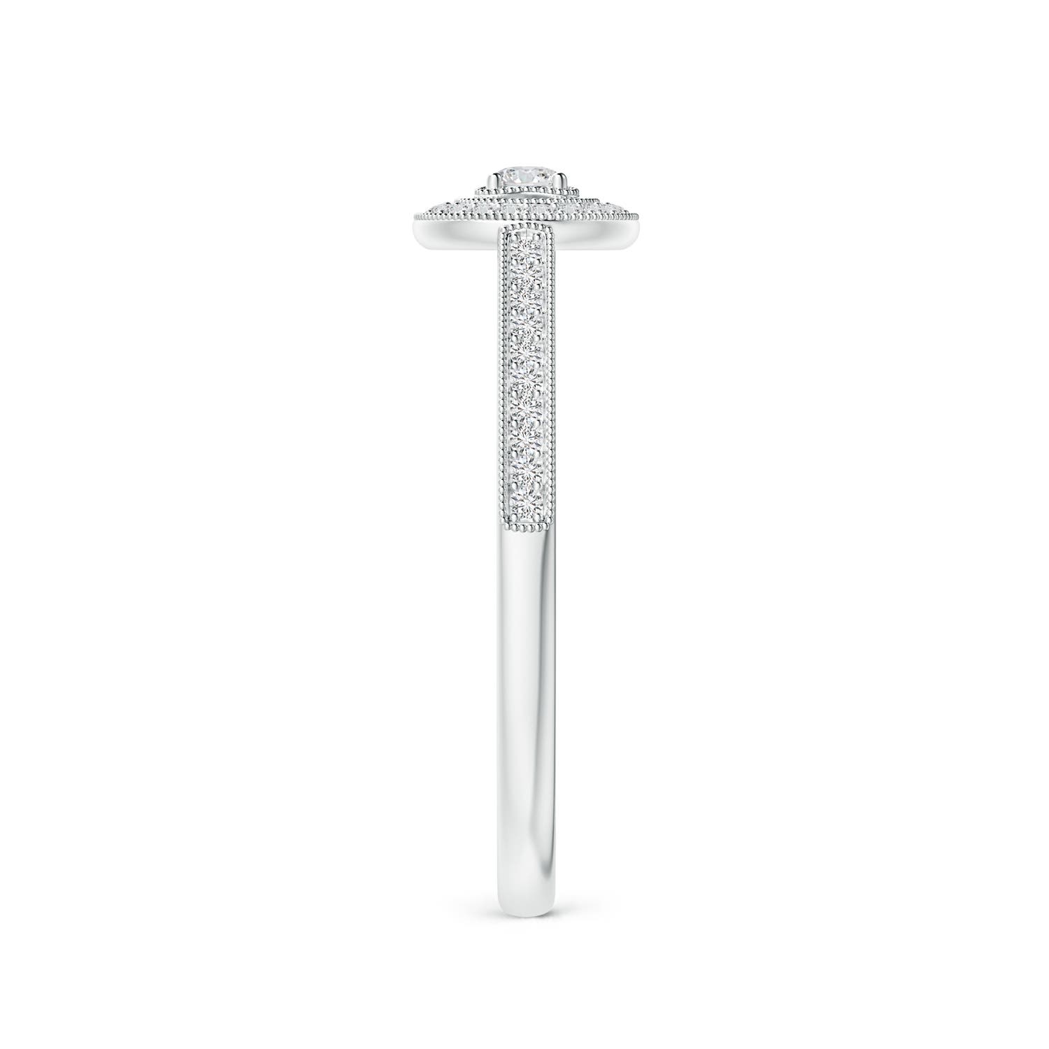 ANGARA Natural Diamond Halo Ring with Milgrain in Detailing in Silver (2.5mm) - Picture 20 of 29