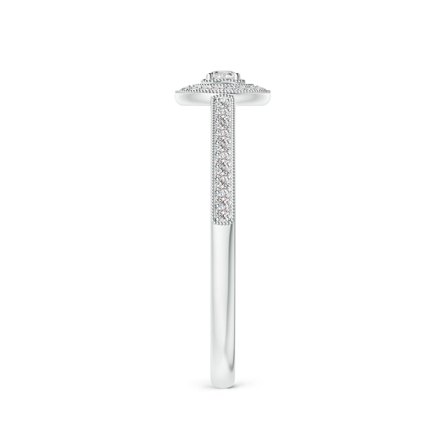 ANGARA Natural Diamond Halo Ring with Milgrain in Detailing in Silver (2.5mm) - Picture 14 of 29