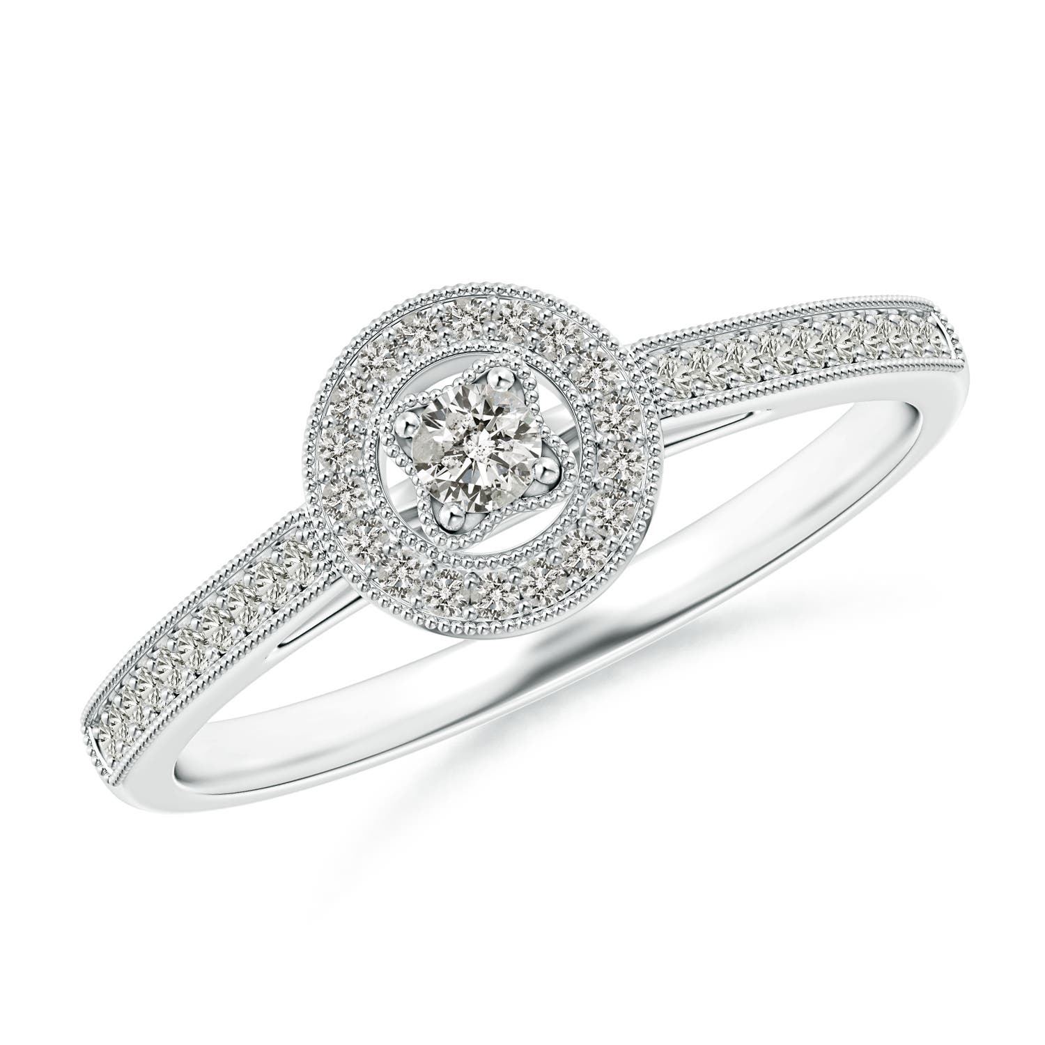 ANGARA Natural Diamond Halo Ring with Milgrain in Detailing in Silver (2.5mm) - Picture 6 of 29