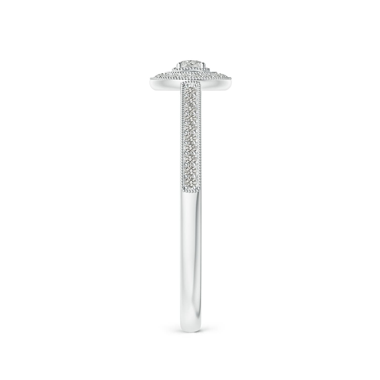 ANGARA Natural Diamond Halo Ring with Milgrain in Detailing in Silver (2.5mm) - Picture 8 of 29
