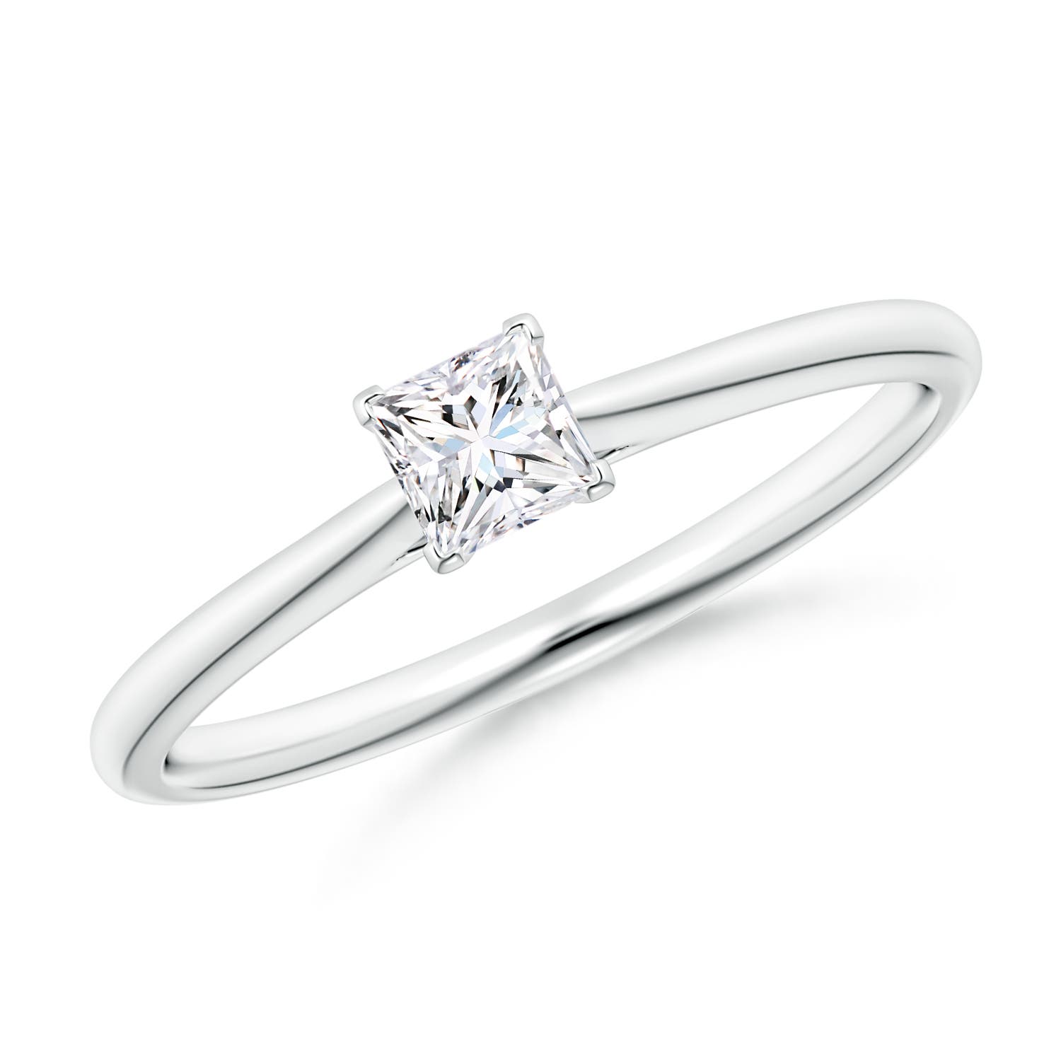 Princess-Cut Diamond Tapered Cathedral Engagement Ring