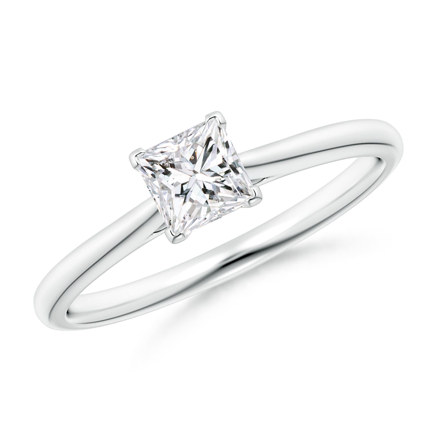 Princess-Cut Diamond Tapered Cathedral Engagement Ring