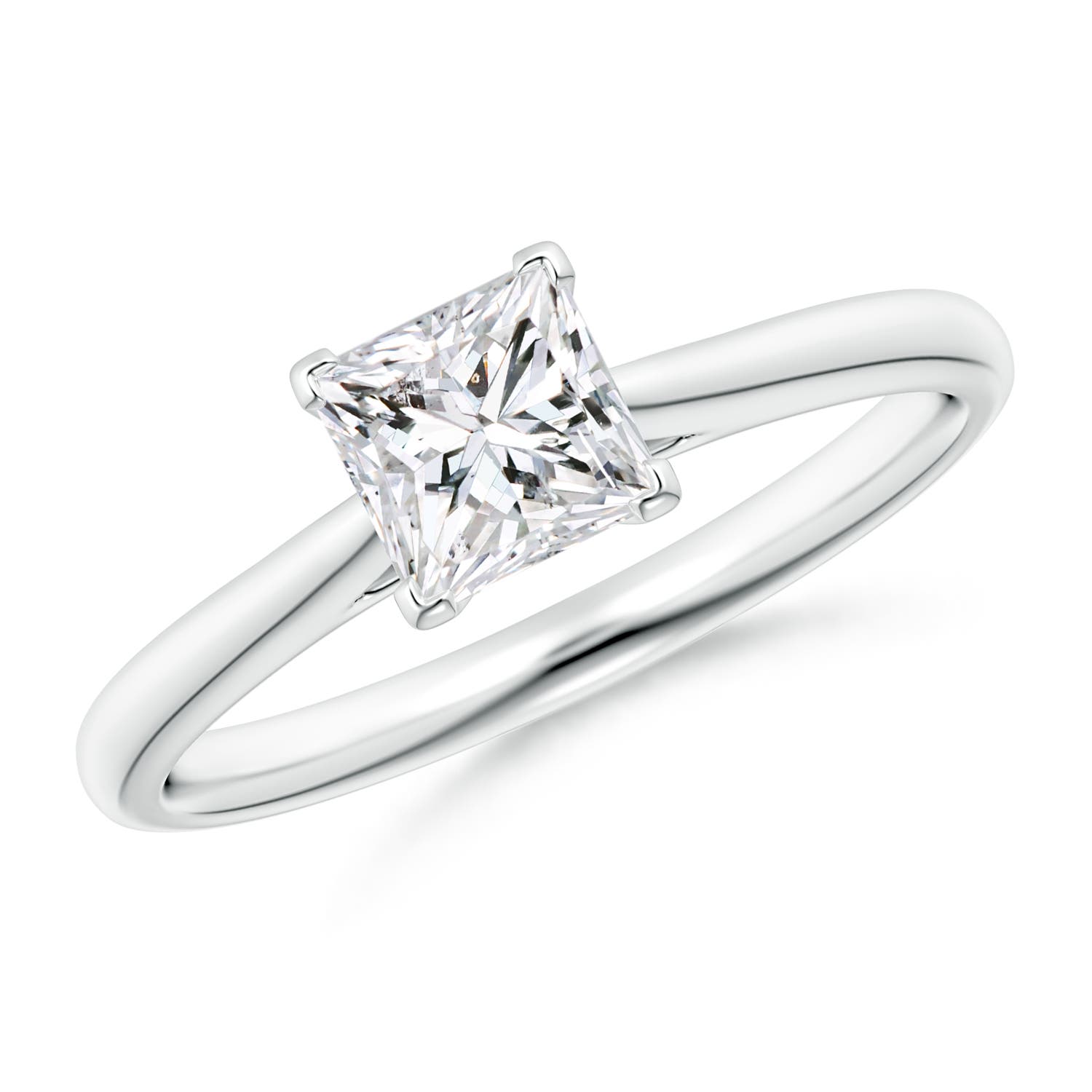 Princess-Cut Diamond Tapered Cathedral Engagement Ring