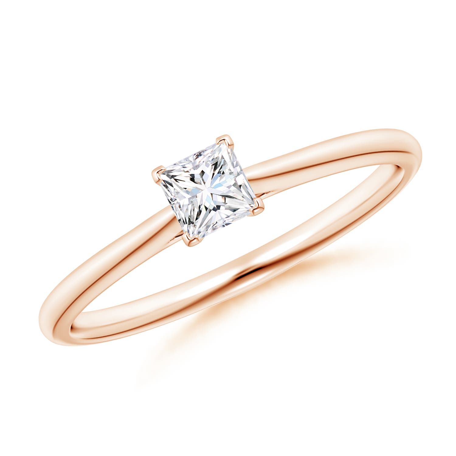 Princess-Cut Diamond Tapered Cathedral Engagement Ring