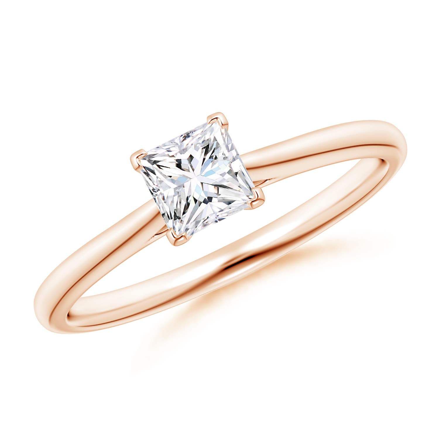 Princess-Cut Diamond Tapered Cathedral Engagement Ring