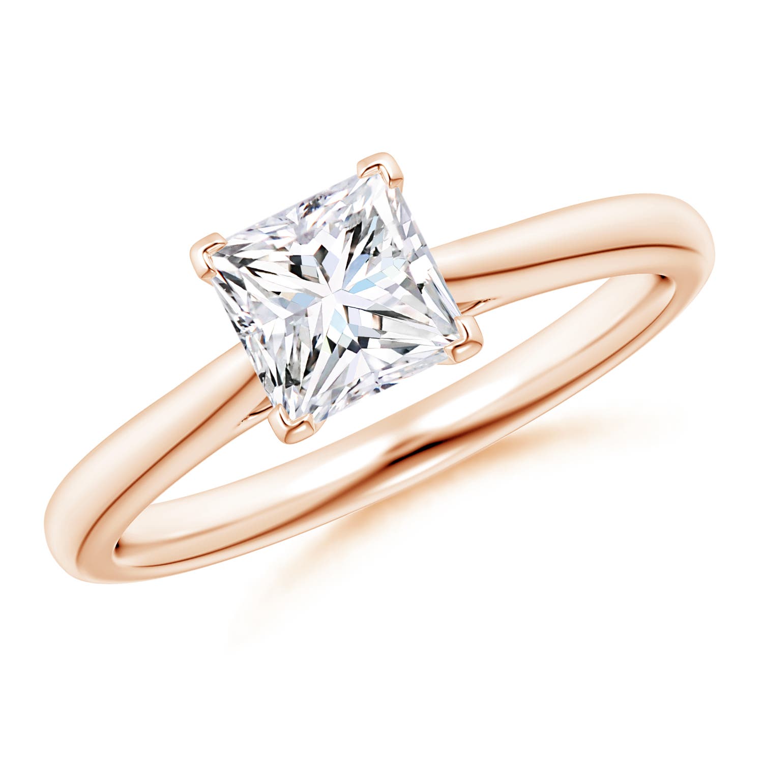 Princess-Cut Diamond Tapered Cathedral Engagement Ring